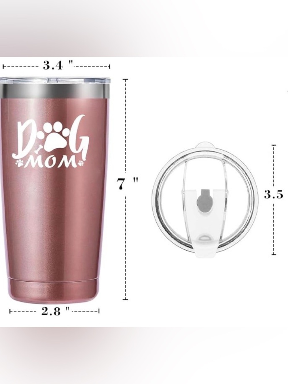 The "Dog Mom" ​​Stainless Steel Thermal Mug in Rose Gold 🐶 - Picture 14 of 16